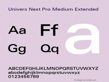 Univers Next Pro Medium Extended Version 1.00 Font Sample