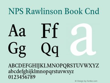 NPSRawlinson-BookCnd Version 001.002 Font Sample