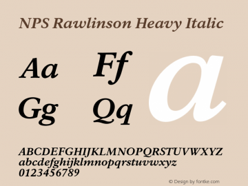 NPSRawlinson-HeavyItalic Version 001.002 Font Sample