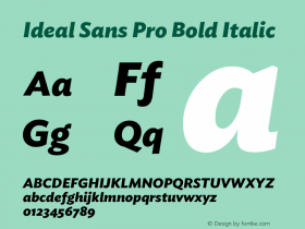 IdealSansPro-BoldItalic Version 1.200 Pro Font Sample