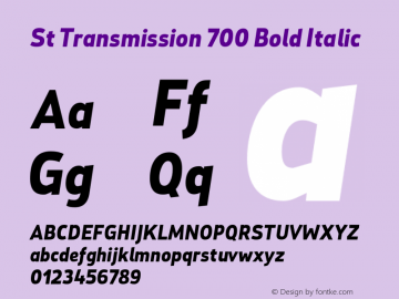 St Transmission 700 Bold Italic Version 1.000; Fonts for Free; vk.com/fontsforfree Font Sample