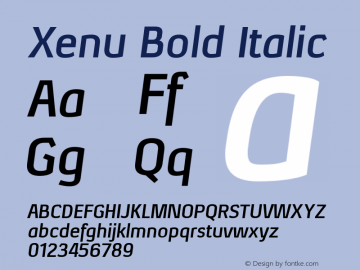 Xenu Bold Italic Version 1.001 Font Sample