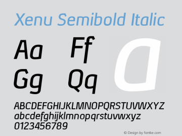 Xenu Semibold Italic Version 1.001 Font Sample