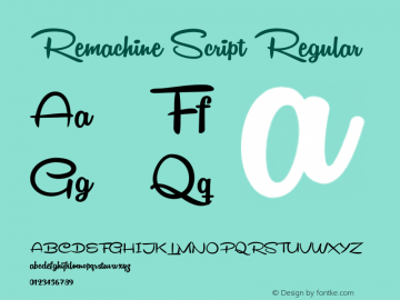 Remachine Script Version 1.000 Font Sample