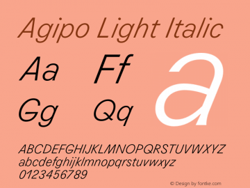 Agipo Light Italic Version 1.000图片样张