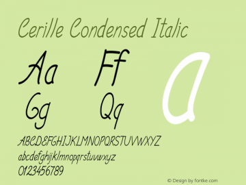 Cerille-CondensedItalic Version 1.000图片样张