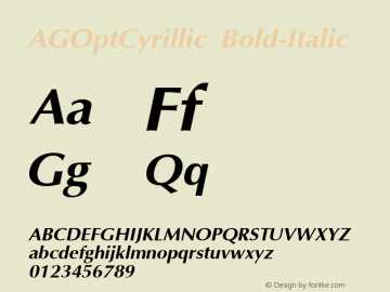 AGOptCyrillic Bold-Italic 1.000图片样张