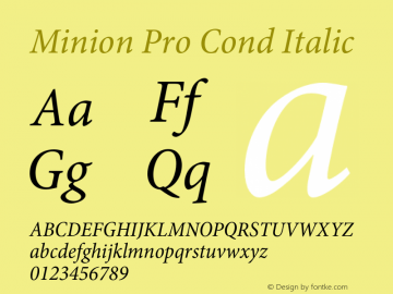 MinionPro-CnIt OTF 1.010;PS 001.000;Core 1.0.27;makeotf.lib1.3.1 Font Sample