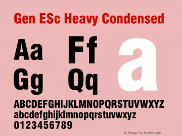 GenESc-HeavyCondensed Version 001.003; t1 to otf conv Font Sample