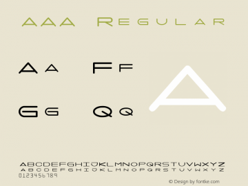 AAA Version 1.00 April 12, 2011, initial release Font Sample