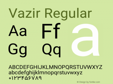 Vazir Version 12.0.0 Font Sample