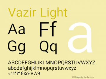 Vazir Light Version 12.0.0 Font Sample