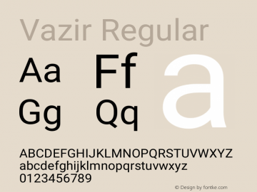Vazir Version 12.0.0 Font Sample