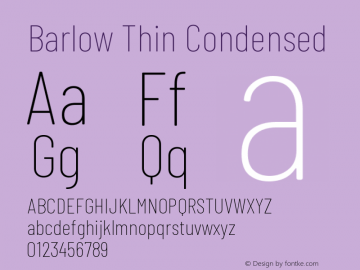 Barlow Thin Condensed Development Version Font Sample