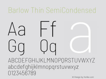 Barlow Thin SemiCondensed Development Version Font Sample