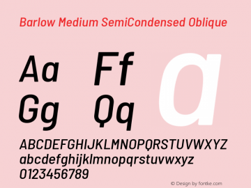 Barlow Medium SemiCondensed Oblique Development Version Font Sample