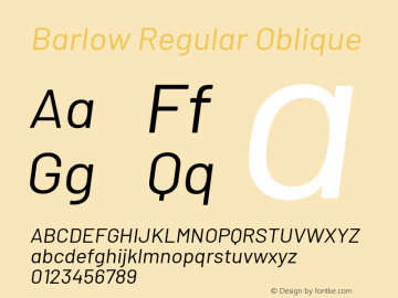 Barlow Regular Oblique Development Version图片样张