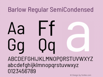 Barlow Regular SemiCondensed Development Version Font Sample