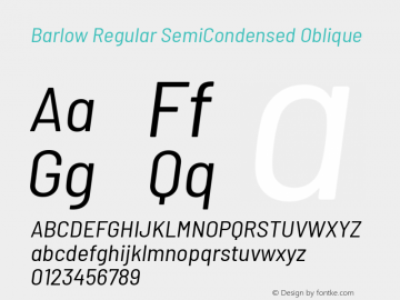 Barlow Regular SemiCondensed Oblique Development Version Font Sample