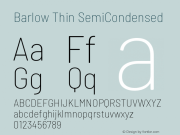 Barlow Thin SemiCondensed Development Version Font Sample