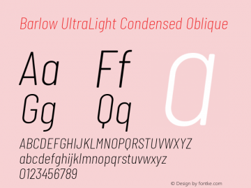Barlow UltraLight Condensed Oblique Development Version图片样张