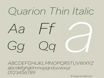 Quarion-ThinItalic Version 1.000 | wf jerry图片样张