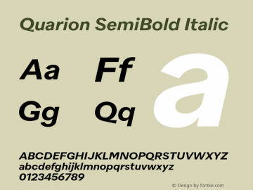 Quarion-SemiBoldItalic Version 1.000 | wf jerry Font Sample