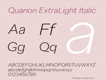 Quarion-ExtraLightItalic Version 1.000 | wf jerry Font Sample