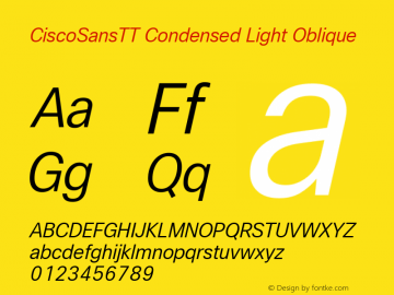 CiscoSansTT Condensed LightOblique Version 1.002图片样张