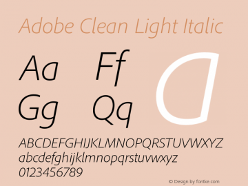 AdobeClean-LightIt Version 5.003;PS 2.000;hotconv 1.0.70;makeotf.lib2.5.5900 Font Sample