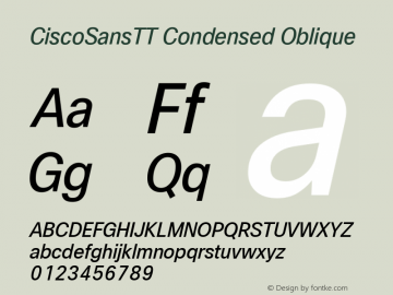 CiscoSansTT Condensed Oblique Version 1.002图片样张