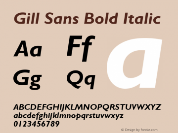 Gill Sans Bold Italic Version 001.000 Font Sample