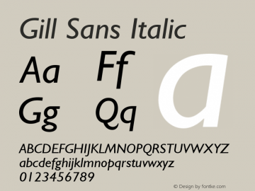 Gill Sans Italic Version 001.000 Font Sample