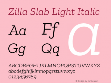 Zilla Slab Light Italic Version 1.1; 2017图片样张