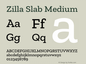 Zilla Slab Medium Version 1.1; 2017 Font Sample