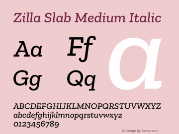 Zilla Slab Medium Italic Version 1.1; 2017 Font Sample