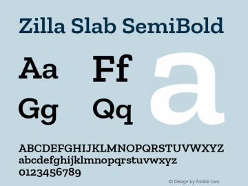 Zilla Slab SemiBold Version 1.1; 2017; ttfautohint (v1.5) Font Sample