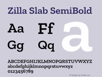 Zilla Slab SemiBold Version 1.1; 2017图片样张