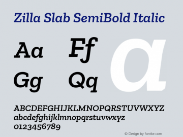 Zilla Slab SemiBold Italic Version 1.1; 2017; ttfautohint (v1.5)图片样张