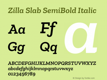 Zilla Slab SemiBold Italic Version 1.1; 2017 Font Sample
