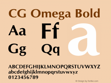 CG Omega Bold 19: 92510 Font Sample
