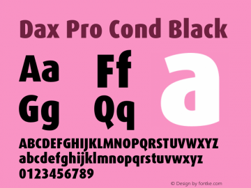 DaxPro-CondBlack Version 7.504; 2006; Build 1001 Font Sample