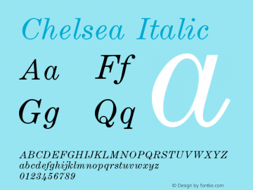 Chelsea Italic Macromedia Fontographer 4.1 18.06.1995图片样张
