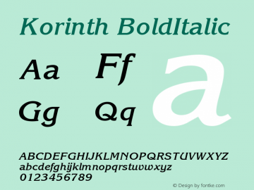 Korinth BoldItalic Macromedia Fontographer 4.1 18.06.1995图片样张