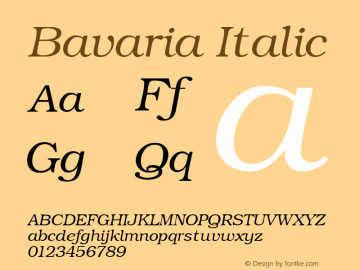 Bavaria Italic Macromedia Fontographer 4.1 18.06.1995 Font Sample