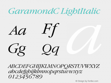 ITC Garamond Light Italic Cyrillic Version 001.000图片样张