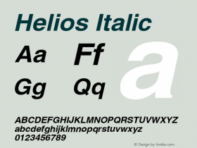 Helios Bold Italic Version 004.001 Font Sample