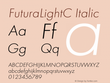 Futura Light Italic Cyrillic Version 001.000图片样张