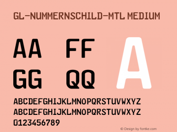 GL-Nummernschild-Mtl Version 20110112 Font Sample