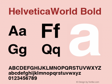 HelveticaWorld  Bold Macromedia Fontographer 4.1.5 2004.5.10 Font Sample